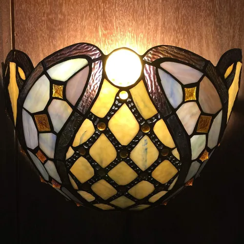 Miniatura 4 de Bieye L10816 Cadena de bolas de latón barroca estilo Tiffany apliques de pared de vidrieras luz nocturna para sala de estar, dormitorio, decoración