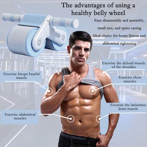 Miniatura 3 de RODILLO DE ABDOMINIO DE REBOTE AUTOMÁTICO: Rodillo abdominal de rebote automático para ejercicio con rodilleras, diseño de equilibrio de doble rueda
