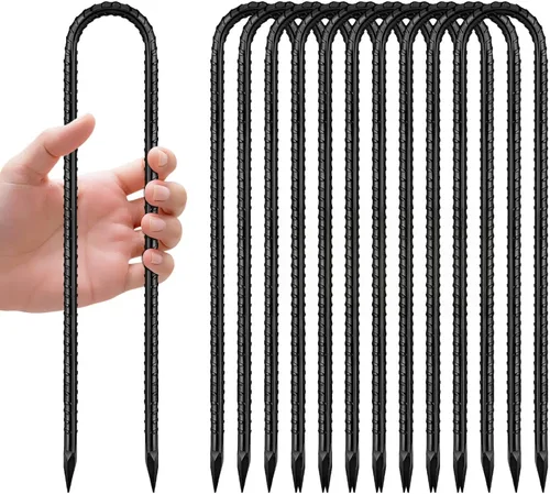Miniatura 12 de Estacas de Varilla de Refuerzo de 12 Pulgadas Galvanizadas, Estacas para Trampolín con Gancho en U Paquete de 6 Anclajes de Suelo Estacas