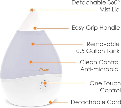 Miniatura 3 de Crane Humidificador ultrasónico de neblina fría , Blanco, TV209644, 19watts, 230 volts