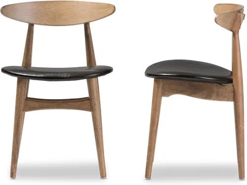 Miniatura 3 de Baxton Studio Edna - Juego de comedor de 5 piezas de madera de imitación de color negro francés y roble con acabado marrón claro