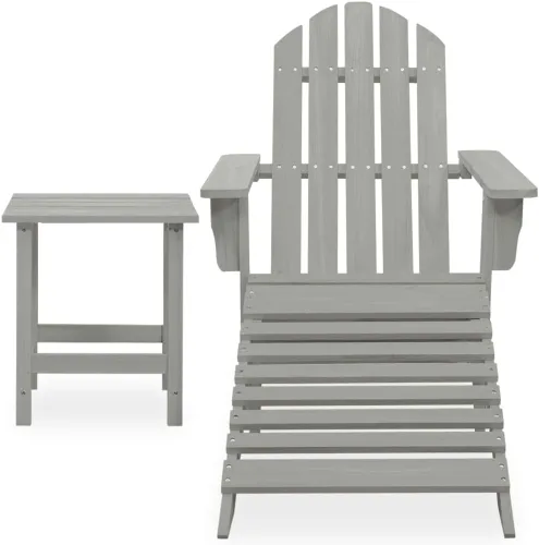 Miniatura 2 de Grand Fauteuil de Jardin Adirondack Démontable con mesa otomana y otomana y macizo Bois de Sapin Gris para patio, terraza, jardín, cómodo y duradero