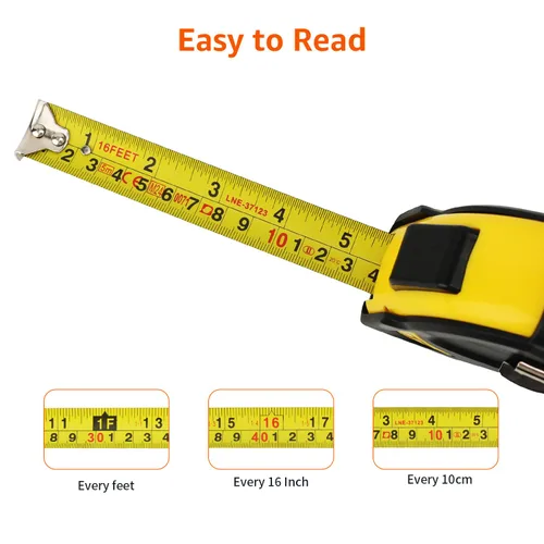 Miniatura 2 de Amazon Basics - Cinta métrica autobloqueante, precisión MID, 16 pies (5 m), Negro, Amarillo