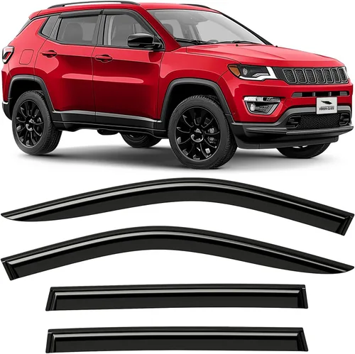 Voron Glass Protectores de lluvia extra duraderos con cinta adhesiva para Jeep Compass 2017-2025, deflectores de ventana, viseras de ventana de