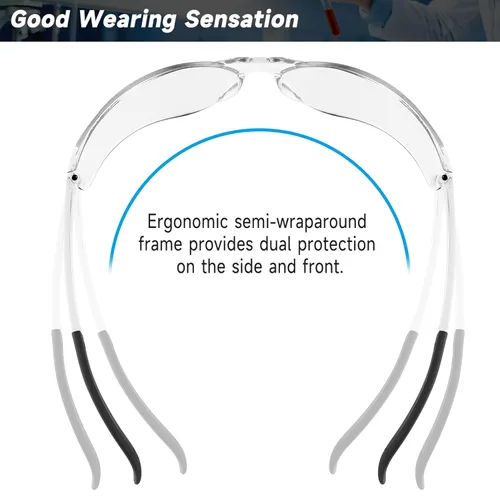 Miniatura 3 de Salfboy Paquete de 100 gafas de seguridad ANSI Z87.1, gafas resistentes a arañazos para mujeres y hombres, gafas de laboratorio, protección ocular