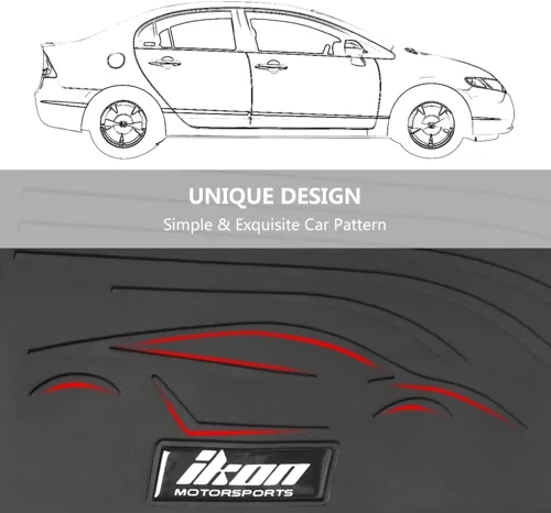 Miniatura 6 de IKON MOTORSPORTS, Alfombrillas compatibles con Honda Civic Coupé y Sedán 2006-2011, látex para todo tipo de clima, fácil de limpiar, juego completo
