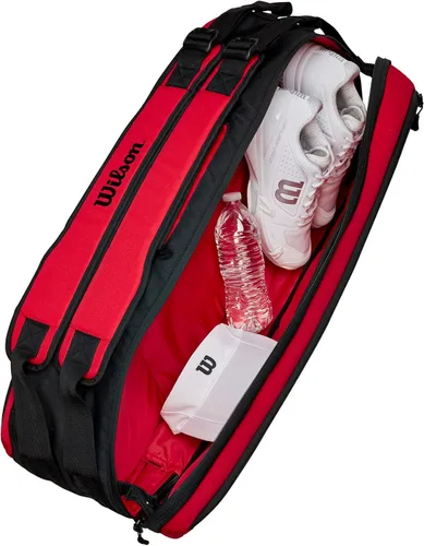 Miniatura 7 de Wilson Clash V2 Super Tour - Bolsa para raqueta de tenis, color rojo y negro, con capacidad para hasta 6 raquetas