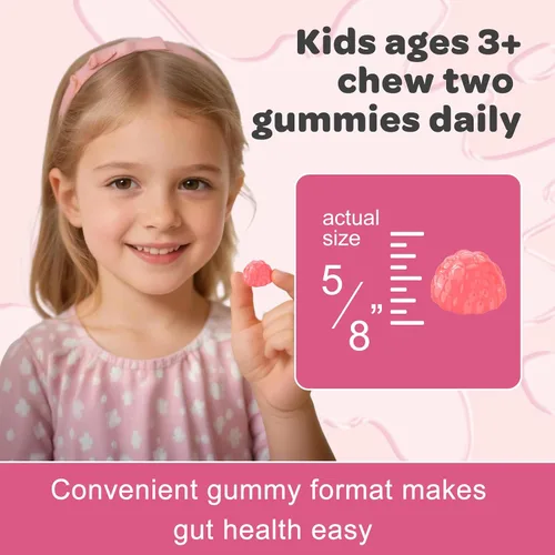 Miniatura 9 de Probióticos para niños, gomitas probióticas multivitamínicas para niños con 5 mil millones de UFC para salud digestiva y apoyo inmunológico