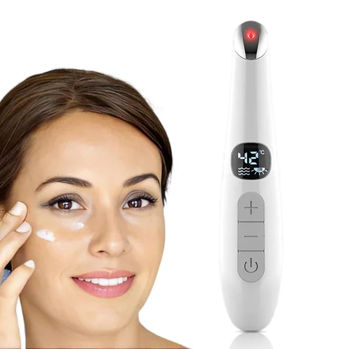 Varita de Levantamiento de Ojos, 3 en 1 con Luz Roja Vibratoria 98°F a 113°F Pantalla LCD Masajeador de Ojos para Ojos Secos, Ojeras e Hinchazón,