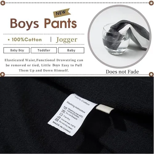 Miniatura 4 de Boy's 2-Pack Pants, Toddler Cotton Pull on Jogger, Kids Dinosaur Drawstring Elastic Sweatpants