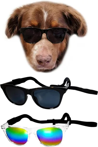 Miniatura 19 de G006 Disfraz para perro y mascota, estilo retro de los años 80, lentes de sol ajustables para razas medianas de 20 a 40 libras, para fiesta, Panto