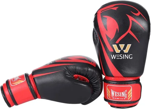 Miniatura 3 de Wesing - Guantes de boxeo profesionales para hombres y mujeres, guantes de boxeo para kickboxing, guantes de entrenamiento para adultos y niños Rojo