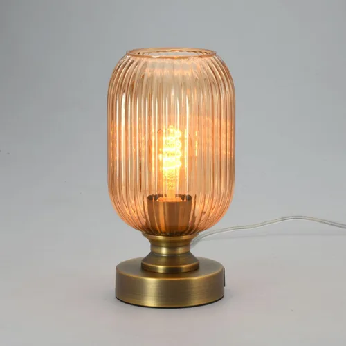 Miniatura 11 de Lámpara de mesa de cristal de mediados de siglo,Lámpara de escritorio regulable,Bombilla LED incluida,Cambio de color RGB remoto,Vidrio acanalado
