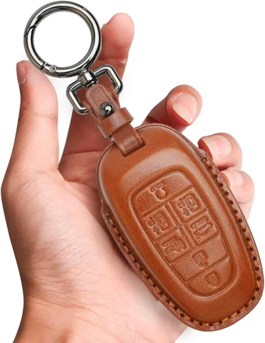 Miniatura 11 de Tukellen Funda para llavero de cuero con llavero compatible con Hyundai Sonata 2020 2021, llave remota Tucson 2022, color negro
