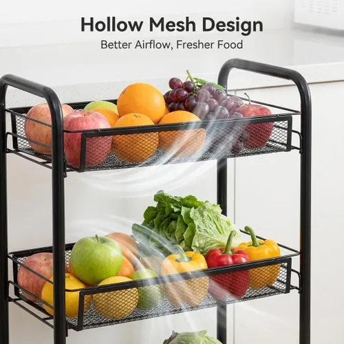 Miniatura 8 de Cesta de frutas delgada de 5 niveles, carrito apilable de almacenamiento de verduras para cocina, organizador de frutas de alambre de metal sobre