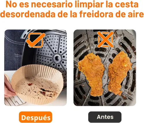 Miniatura 3 de SIUDANGKA Forros para freidora de aire Ninja, 100 piezas de forro de papel desechable para la mayoría de las freidoras de aire de 4 a 8 cuartos