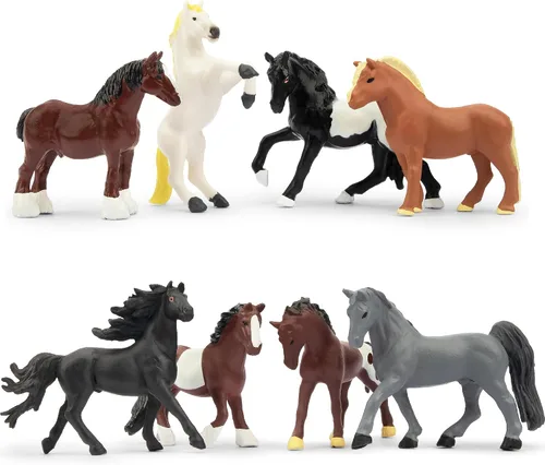 Miniatura 2 de Toymany Juego de 12 figuras de caballos pequeños de 2-3 pulgadas, figuras de ponis y potros pequeños de plástico, decoración para pasteles