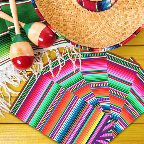 Miniatura 6 de Paquete de 100 servilletas de fiesta mexicana para invitados de fiesta mexicana, coloridas servilletas desechables para cena mexicana, toalla