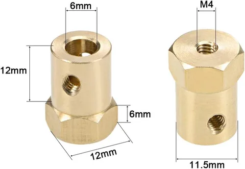 Miniatura 2 de uxcell Acoplador hexagonal de 0.236 in con eje hexagonal de latón con eje de latón conector flexible para ruedas de coche, neumáticos, motor de eje