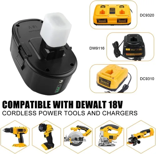 Miniatura 2 de energup Paquete de 2 baterías de repuesto de 6.5Ah para Dewalt 18V XRP DC9096 DC9098 DC9099 DE9039 DE9095 + cargador DC9310 para batería Dewalt