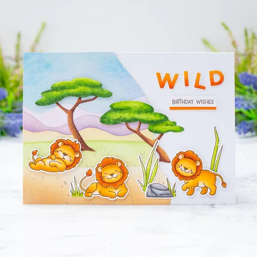 Miniatura 5 de Wild Birthday Wishes - Juego de sellos y troqueles para hacer tarjetas, sellos transparentes y troqueles de corte de metal para álbumes de recortes