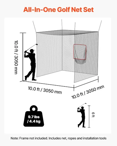 Miniatura 2 de VEVOR Jaula de bateo de béisbol, red profesional de entrenamiento de bateo de béisbol de sóftbol, resistente, resistente, cerrada, de polietileno