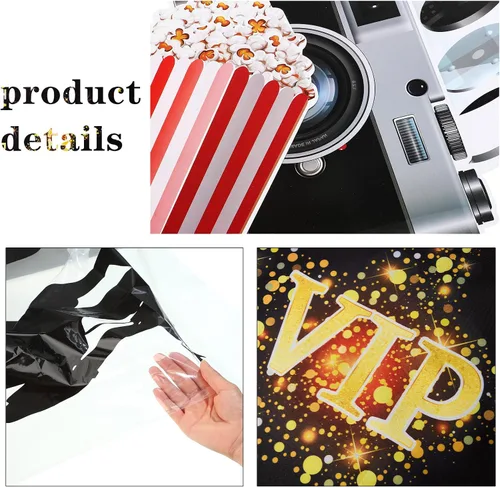 Miniatura 4 de Buryeah 13 piezas de fondo de fotografía con temática de película y accesorios de estudio, kit de bricolaje VIP para puerta de escenario, puerta