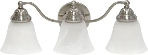 Miniatura 10 de Simple Designs VT1023-BLK 19.25 pulgadas clásicas 3 luces de metal y mármol esmerilado blanco con forma de campana de vidrio con forma de campana
