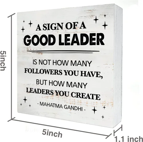Miniatura 2 de A Sign of a Good Leader - Caja de madera para decoración rústica con cita de liderazgo, placa de bloque para pared, mesa, escritorio, hogar