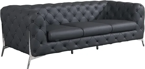 Miniatura 32 de Blackjack Furniture Modena - Moderno juego de sofá de 3 piezas de cuero italiano de grano superior, elegante diseño copetudo y patas de acero Beige