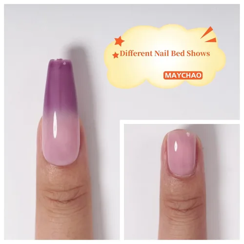Miniatura 5 de MAYCHAO Esmalte de uñas en gel que cambia de color 1 unidad, 15 mililitros, gel de cambio de temperatura Indigo-Coral, esmalte de uñas que se quita