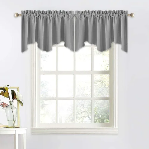 Miniatura 17 de NICETOWN Cenefa de ventana para dormitorio, ahorro de energía, bolsillo para barra, cenefa festoneada corta para ventana pequeña para lavandería