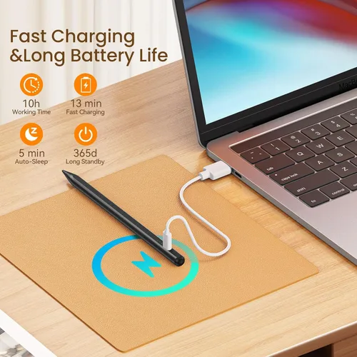 Miniatura 2 de Hastraith Lápiz capacitivo para iPad (2018-2025) - 13 minutos de carga rápida con sensibilidad de inclinación y rechazo de palma para iPad