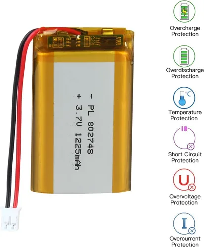 Miniatura 8 de YDL 3.7V 1225mAh 802748 Lipo batería recargable de iones de polímero de litio con conector PH2.0.000 in JST