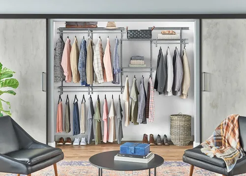 Miniatura 3 de ClosetMaid ShelfTrack - Sistema organizador de alambre para armario, ajustable de 5 a 8 pies, con estantes, barras de ropa, herrajes, acero Cromo