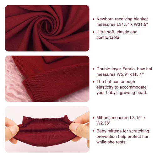 Miniatura 5 de DRESHOW BQUBO - Conjunto de guantes de algodón para recién nacido, manta cálida para bebé, saco de dormir para bebé, regalo de ducha