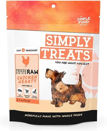 The Simple Food Project - Golosinas crudas liofilizadas para perros, sin granos, totalmente naturales, con solo 1 ingrediente, corazones de pollo