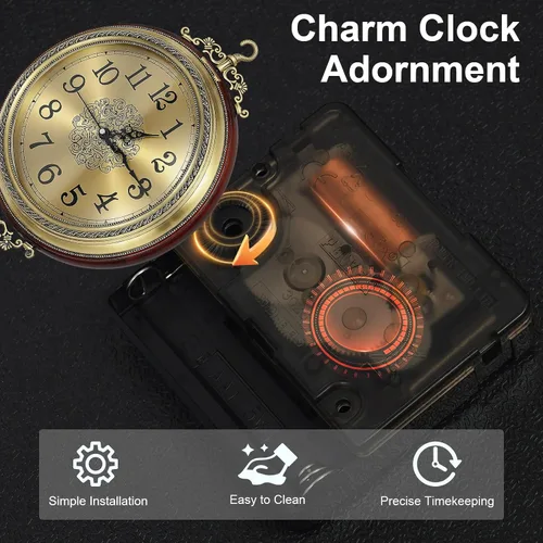 Miniatura 8 de Relojes de pared grandes, reloj de metal marrón con ciervo, decoración de pared, reloj de pared de aleación de doble cara para interiores