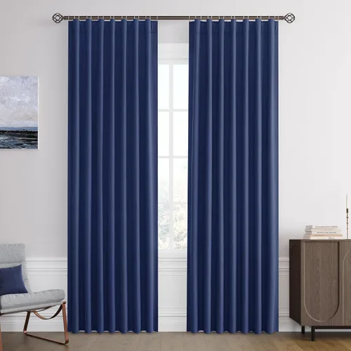 Miniatura 71 de Joywell 2 cortinas opacas 100%, lino, beige natural, trabillas traseras/cinta con ganchos, aislantes, de dormitorio, comedor, sala, puerta corrediza