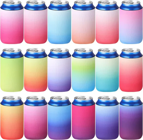 Miniatura 8 de Boao 18 fundas delgadas para enfriar latas, de neopreno, aisladas, para latas de bebidas, taza de café, funda reutilizable para bodas, despedidas