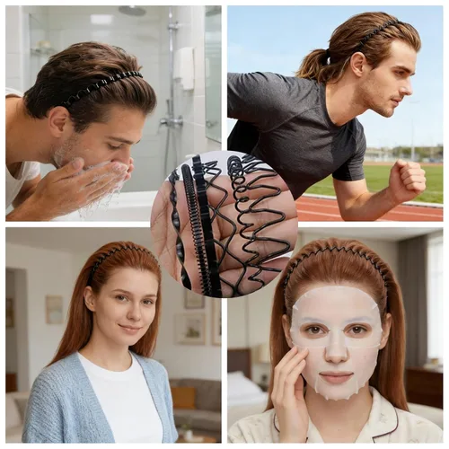Miniatura 6 de BOYIVI 12 diademas de metal para hombres y mujeres, unisex, ajustables, negras, onduladas, antideslizantes, para primavera y verano, para el hogar