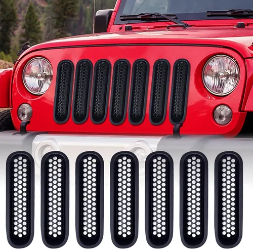 Miniatura 9 de AggAuto Insertos para Parrilla Compatibles con Jeep Wrangler JK JKU 2007 2008 2009 2010 2011 2012 2013 2014 2015 2016 2017, Accesorios de Cobertura