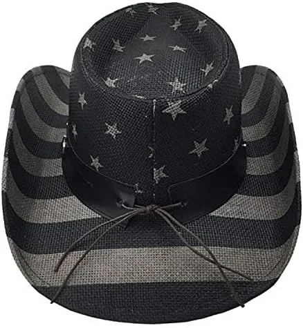 Miniatura 6 de Vintage USA American Flag Cowboy Hat wWestern Shape-It Brim