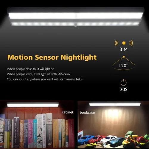 Miniatura 5 de [Versión mejorada] 10 luces LED de armario recargables por USB con sensor de movimiento, 3 modos de luz (G, encendido y apagado), carcasa de Luz