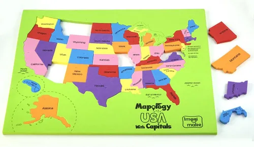 Miniatura 3 de Imagimake - Rompecabezas Mapology del mapa de Estados Unidos, aprendizaje de estados y capitales, juguetes de geografía de EE. UU., juguetes