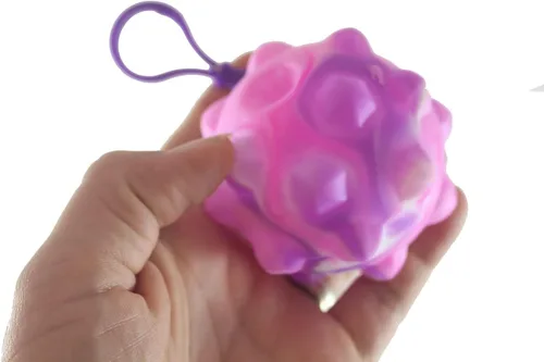 Miniatura 5 de Juego de 3 bolas de burbujas con clip – Bubble Poppers on Ball Squeeze to Pop – Juguete para ansiedad de burbujas – Presiona burbujas para explotar