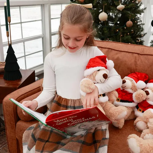 Miniatura 2 de MaoGoLan - 10 unidades de osos de peluche navideños, osos de peluche de 14'' con trajes clásicos de Santa - Camisa y sombrero removibles, se ajustan