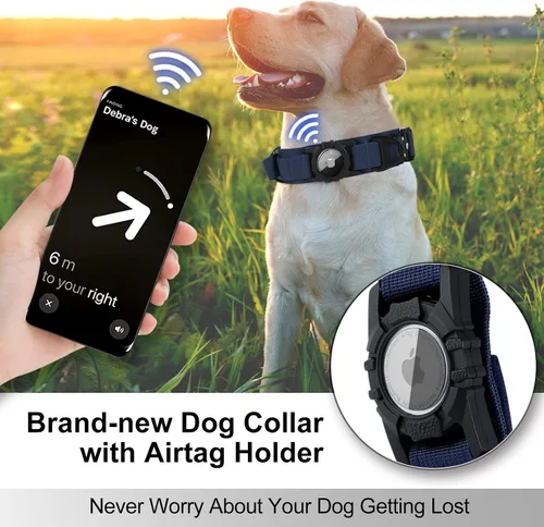 Miniatura 2 de AirTag - Collar táctico para perros grandes y medianos, collar de perro con asa, collar militar resistente con hebilla de metal para perros machos