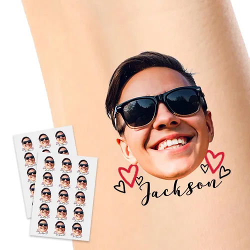 Miniatura 16 de Tatuajes temporales personalizados, personaliza cualquier foto tatuajes para cumpleaños, boda, despedida de soltera, 1 juego de 15 tatuajes Patrón 9