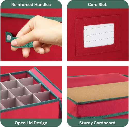 Miniatura 3 de Elf Stor - Cofre de almacenamiento con divisores para 64 esferas, color rojo